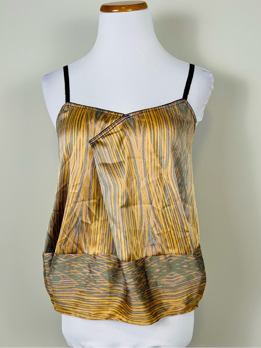 Derek Lam Gold and gray Striped Satin Camisole